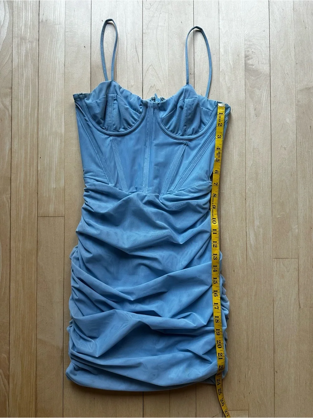 House of CB Mistress Rocks Powder Blue Mesh Corset Bodycon Mini Dress